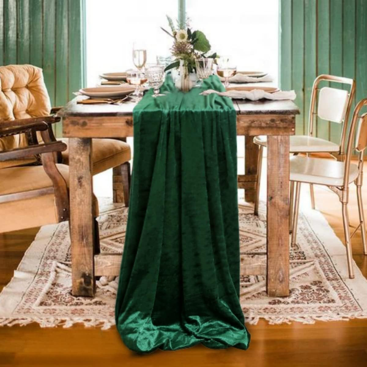 Table Runners Velvet Cotton Table Runner Emerald Velvet Aisle Runner Wedding Table Runner Green Birthday Bachelor Party Holiday Party Event Supplies