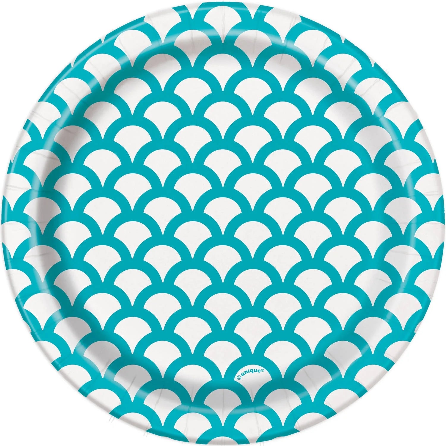 7" Scalloped Paper Dessert Plates, Teal, 8Ct