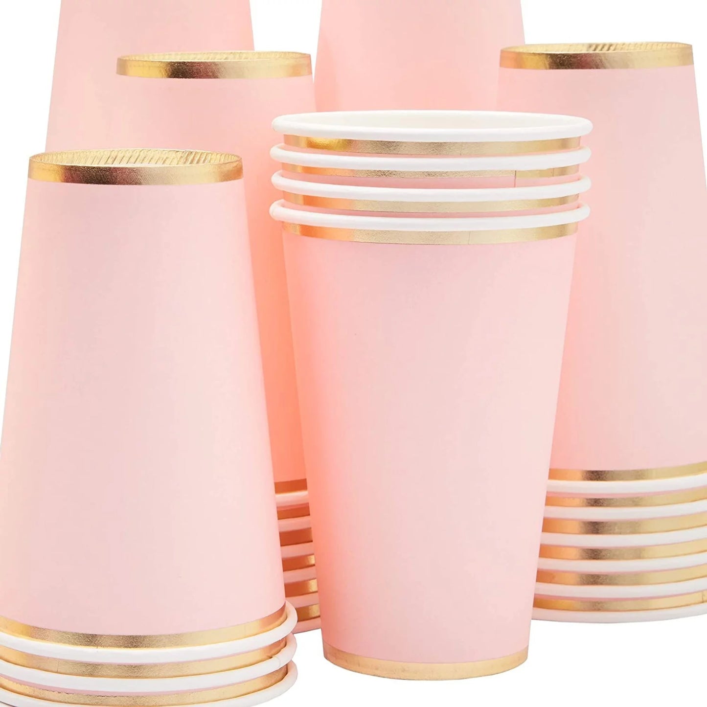 50 Pack Light Pink Paper Cups, Disposable Party Supplies (12 Oz)